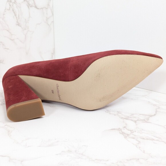 NEW Charles David Womens Arsenal Pointed Toe Suede Pump Mulberry Red 6M - Picture 10 of 11
